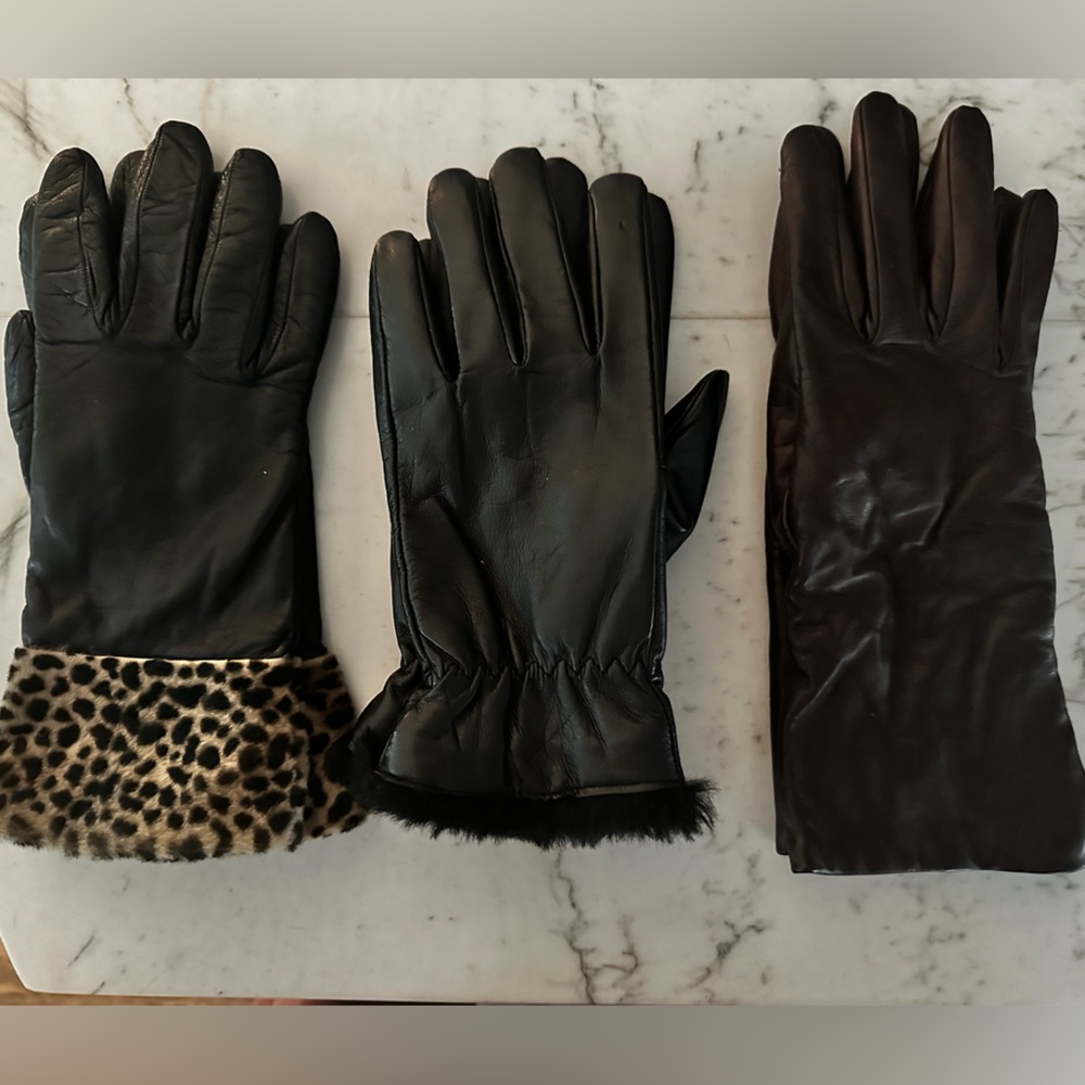 Set of 3 Real Leather Gloves